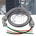 1/2Inch Outdoor Electrical Whips Kit, 4 FT Nonmetallic Liquid Tight Flexible Conduit Wire with 3 Conductors 10 Gauge THHN Electrical Wires, A/C Disconnect Box Power Whips Assembly (4FTx1/2Inch)