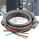 1/2Inch Outdoor Electrical Whips Kit, 10 FT Nonmetallic Liquid Tight Flexible Conduit Wire with 3 Conductors 10 Gauge THHN Electrical Wires, A/C Disconnect Box Power Whips Assembly (10FTx1/2Inch)