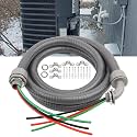 1/2Inch Outdoor Electrical Whips Kit, 8 FT Nonmetallic Liquid Tight Flexible Conduit Wire with 3 Conductors 10 Gauge THHN Electrical Wires, A/C Disconnect Box Power Whips Assembly (8FTx1/2Inch)