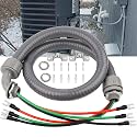1/2Inch Power Whips Assembly, 4FT Nonmetallic Liquid Tight Flexible Conduit Wire with 3 Conductors 10 Gauge THHN Electrical Wires, A/C Hook-up Whip Kit Electrical Wire(4FTx1/2Inch)