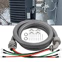 1/2Inch Power Whips Assembly, 6FT Nonmetallic Liquid Tight Flexible Conduit Wire with 3 Conductors 10 Gauge THHN Electrical Wires, A/C Hook-up Whip Kit Electrical Wire(6FTx1/2Inch)