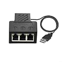 1 to 3 Ethernet Splitter Adapter, RJ45 Network Cable Splitter for Telephone, Fax Machine and Modem, 0.8m Cable, Black