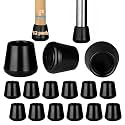 1" Rubber Chair Leg Tips Caps, Chair Leg Floor Protectors Rubber Feet Covers Non Slip Reduce Noise for Furniture Stool Chair Legs Caps Folding Metal Replacement, Round Black 12 Pack