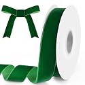 1" Wide x 10 Yards Velvet Ribbon, Vintage Single Face Velvet Ribbons for Gift Wrapping, Christmas Wrapping Bows, Wedding Decor, Sewing and More (Forest Green)