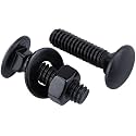 1/4-20 x 1/2" (20 Sets) Carriage Bolts Black, 304 (18/8) Stainless Steel Carriage Screws with Hex Nuts and Flat Washers, Square Neck Round Dome Head, Coarse Thread