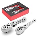 1/4 3/8 Inch Drive Stubby Ratchet Set Flex Head Ratchet S4&amp;4.9"