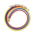 1/4" HVAC Hose With Ball Valves End, 800 PSI 48" Refrigerant Charging Hose, 3 Pcs Color Coded Low Loss Fittings for R12 R22 R404 R410A R134A R502 Air Condition Refrigeration