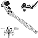 YIYEIE 1/4 Ratchet Wrench, 2-IN-1 Flex Head Ratchet - Socket &amp; Bit Driver, 1/4" Mini Ratchet Handle, 72-Tooth Reversible, Full-Polished Chrome Plating