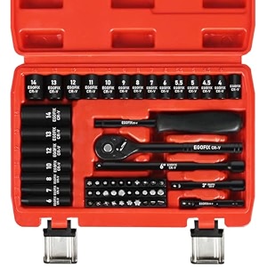 1434 ratchet wrench socket set 56 pcs metric shallow socket 4-14mm and deep 6-8 10-14mm with mini 72-teeth ratchet screwdriver bit set small tool kit for home use motorcycle and bike