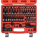 1/4" Socket Set 85 Piece, Metric Shallow/Deep Sockets (4-15mm) and SAE Shallow/Deep Sockets (5/32-9/16), Screwdriver Bit Set, Tool Kit for Home Use and Automotive Repair