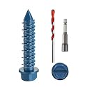 1/4" x 1" Concrete Screws, 100 PCS Blue Hex Washer Head Concrete Screws Anchor Kit with Drill Bit and Hex Bit Socket, for Masonry, Cement, Block, Brick or Stucco