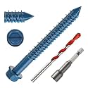1/4" x 2-1/2" Concrete Screws, 50 PCS Blue Hex Washer Head Concrete Screws Anchor Kit with Drill Bit and Hex Bit Socket, for Masonry, Cement, Block, Brick or Stucco