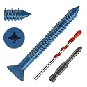 1/4" x 2-1/4" Concrete Screws, 50 PCS Blue Flat Head Concrete Screws Anchor Kit for Masonry, Cement, Block, Brick or Stucco