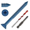 1/4" x 2-3/4" Concrete Screws, 50 PCS Blue Flat Head Concrete Screws Anchor Kit for Masonry, Cement, Block, Brick or Stucco
