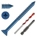 1/4" x 3-1/4" Concrete Screws, 50 PCS Blue Flat Head Concrete Screws Anchor Kit for Masonry, Cement, Block, Brick or Stucco