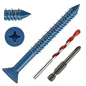 1/4" x 3" Concrete Screws, 50 PCS Blue Flat Head Concrete Screws Anchor Kit for Masonry, Cement, Block, Brick or Stucco