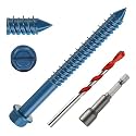 1/4" x 3" Concrete Screws, 50 PCS Blue Hex Washer Head Concrete Screws Anchor Kit with Drill Bit and Hex Bit Socket, for Masonry, Cement, Block, Brick or Stucco