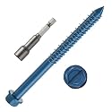 1/4" x 4" Concrete Screws, 50 PCS Blue Hex Washer Head Concrete Screws Anchor Kit for Masonry, Cement, Block, Brick or Stucco