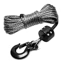 1/4" x 50ft Synthetic Winch Rope Kit 9,500 lb with Rubber Stopper and Hook