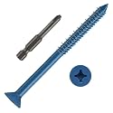 1/4" x 6" Concrete Screws, 50 PCS Blue Flat Head Concrete Screws Anchor Kit for Masonry, Cement, Block, Brick or Stucco