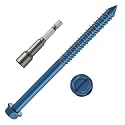 1/4" x 6" Concrete Screws, 50 PCS Blue Hex Washer Head Concrete Screws Anchor Kit with Hex Bit Socket, for Masonry, Cement, Block, Brick or Stucco