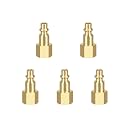 1/4 Inch NPT Air Coupler and Plug,Industrial Brass Air Hose Fittings, 5PCS Quick Connector Air Fittings for Automotive and Home (Female Pugs)