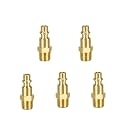 1/4 Inch NPT Air Coupler and Plug,Industrial Brass Air Hose Fittings, 5PCS Quick Connector Air Fittings for Automotive and Home (Male Plugs)