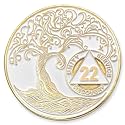 1 to 50 Year Twisted Tree of Life Sobriety Coin - Gold Plated AA Chips & Medallions - 22 Year Sobriety Coin - White