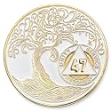 1 to 50 Year Twisted Tree of Life Sobriety Coin - Gold Plated AA Chips &amp; Medallions - 47 Year Sobriety Coin - White