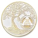 1 to 50 Year Twisted Tree of Life Sobriety Coin - Gold Plated AA Chips &amp; Medallions - 30 Days/1 Month Sobriety Coin - White