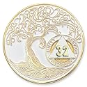 1 to 50 Year Twisted Tree of Life Sobriety Coin - Gold Plated AA Chips &amp; Medallions - 32 Year Sobriety Coin - White