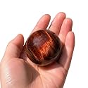 1.57-1.97inch/4-5cm Natural Red Tiger Eye Crystal Ball, Hand Polished Quartz Massage Sphere, Reiki Healing Gemstone Ball, Feng Shui Room Desktop Decorative Rock Ball, Souvenir Ornament Spiritual Gift