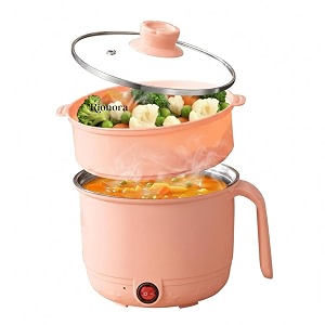 15l electric hot pot with steamer stainless steel mini multipurpose cooker portable rice amp baby food maker for travel hostel kitchen boil steam amp fry peach
