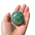 1.6-2 inch (4-5 cm) Natural Green Fluorite Crystal Ball with Stand, Hand Polished Gemstone Sphere, Reiki Healing Decorative Stone Sphere, Feng Shui Home Ornament, Mineral Crystal Collection Gift
