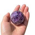 1.6-2 inch Natural Amethyst Crystal Ball with Stand, Hand Polished Purple Crystal Sphere, Reiki Healing Gemstone Ball, Feng Shui Home Desktop Decor, Spiritual Collectible Craft Gift