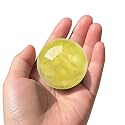 1.6-2 inch Natural Citrine Crystal Ball with Stand, Hand Polished Yellow Quartz Sphere, Reiki Healing Crystal Sphere, Energy Balancing Stone Crafts, Feng Shui Home Desktop Ornament