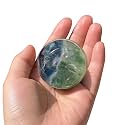 1.6-2 inch Natural Fluorite Crystal Ball with Stand, Hand Polished Colorful Fluorite Sphere, Reiki Healing Gemstone Ball, Home Desktop Decor Ornament, Spiritual Craft Gift