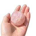 1.6-2 inch Natural Pink Crystal Ball with Stand, Hand Polished Rose Quartz Gemstone Sphere, Reiki Healing Energy Stone, Feng Shui Home Desktop Ornament, Spiritual Meditation Decorative Gift