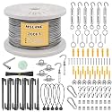 1/8" Wire Rope Kit 200FT Aircraft Cable Vinyl Coated 304 Stainless Steel Wire,7x7 Strand Cable Kit for Outdoor String Lights,Climbing Plants,Pictures,Clothes,Curtain Hanging