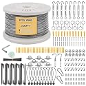 1/8" Wire Rope Kit 300FT Aircraft Cable Vinyl Coated 304 Stainless Steel Wire,7x7 Strand Cable Kit for Outdoor String Lights,Climbing Plants,Pictures,Clothes,Curtain Hanging