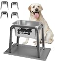 1.85 Gallon Elevated Large Dog Water Bowl with Mat, 4 Height Adjustable 12-17", Raised Dog Water Bowl Stand for Large Breed