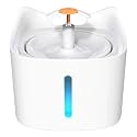 1.8L Automatic Cat Water Fountain w/Led Night Light and Level Window Ultra-Quiet Flower Style Pet Drinking for Cats and Small Dogs(White)