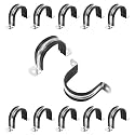 1-9/16 Inch Reinforced Rigid Pipe Strap, 2 Holes U Bracket Cable Clamp Hanger, Rubber Cushioned Insulated Clamp, Conduits Strap Clamps for Pipe Fixing on Various Surfaces, 10 PCS(40 mm)