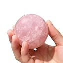 1.97-2.36inch/5-6cm Natural Rose Quartz Crystal Ball with Stand, Polished Pink Quartz Divination Sphere, Reiki Healing Gemstone Ball, Home Desktop Decorative Ornament, Crystal Craft Gift