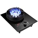 1 Burner Gas Cooktop, 5.2KW Tempered Glass Panel Gas Hob, Fire Level Adjust, Aidental Flameout Protection Device, Single Ignition Burner Stove(LPG) (NG)