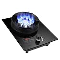 1 Burner Gas Cooktop Top - 5.2KW Tempered Glass Panel Stove Hob, Fire Level Adjust, Aidental Flameout Protection Device, for RV, Apartments, Outdoor(NG) (NG)