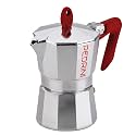 PEDRINI- Italy Aluminium Moka Pot 3 Cup- 135 ML, Coffee Maker/Mocha Pot/Coffee Percolator/Stovetop Coffee Maker; Product from Italy, Since 1941. (Red, 3 Cup)