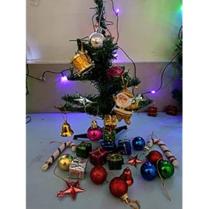 1 feet christmas tree with 19 hanging mini ornaments xmas garlands tree decoration christmas decorations items for home indoor outdoor christmas gifts items for tree decor home office decor 1 feet