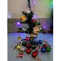 1 Feet Christmas Tree with 19 Hanging Mini Ornaments Xmas Garlands Tree Decoration Christmas Decorations Items for Home Indoor Outdoor Christmas Gifts Items for Tree Decor Home Office Decor (1 Feet)