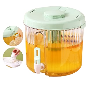 1 gallon plastic clear drink dispenser for fridgebeverage dispenser with spigot and cup holderlemonade juice containers with lids for parties round green